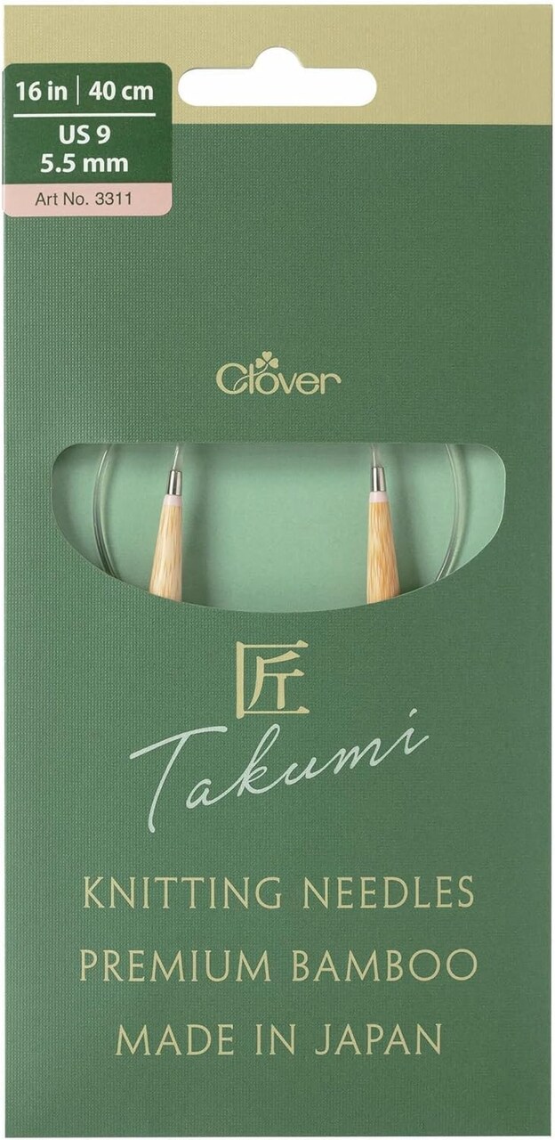 Clover Takumi Pro Bamboo Circular Knitting Needles 16"- US 0-15
